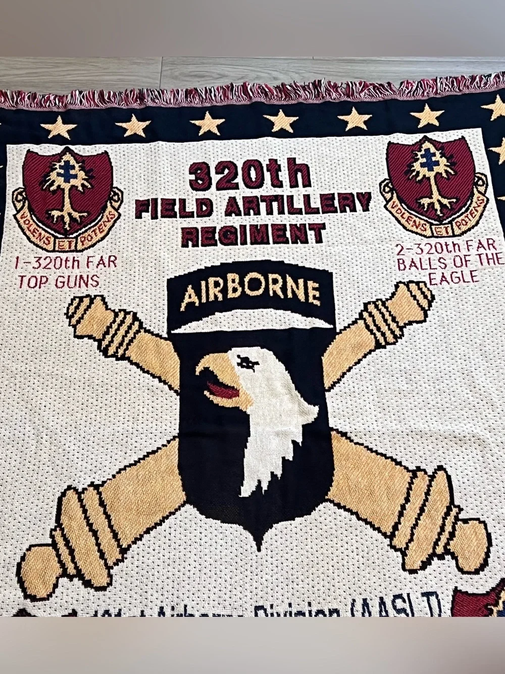 101st Airborne 320th Field Artillery Woven Throw Blanket 50x68